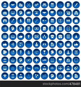 100 business strategy icons set in blue circle isolated on white vector illustration. 100 business strategy icons set blue