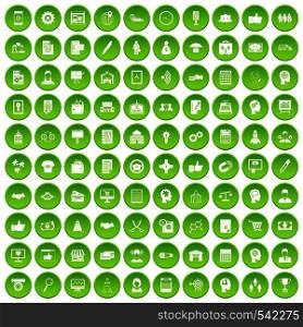 100 business strategy icons set in green circle isolated on white vectr illustration. 100 business strategy icons set green
