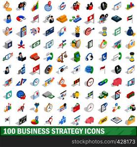 100 business strategy icons set in isometric 3d style for any design vector illustration. 100 business strategy icons set, isometric style