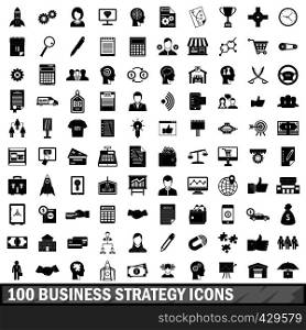 100 business strategy icons set in simple style for any design vector illustration. 100 business strategy icons set, simple style
