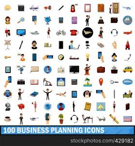 100 busness planning icons set in cartoon style for any design vector illustration. 100 busness planning icons set, cartoon style