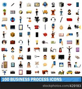 100 busness process set in cartoon style for any design vector illustration. 100 busness process icons set, cartoon style