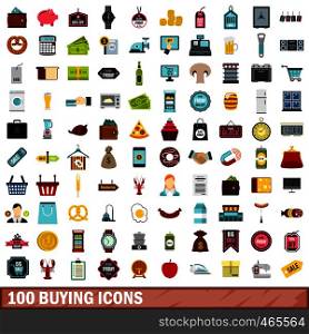 100 buying icons set in flat style for any design vector illustration. 100 buying icons set, flat style