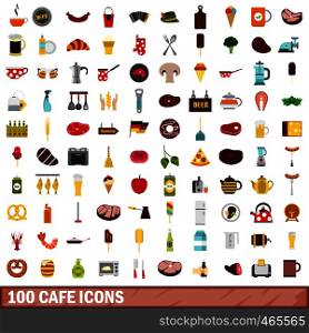 100 cafe icons set in flat style for any design vector illustration. 100 cafe icons set, flat style