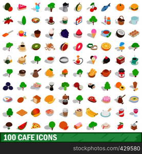 100 cafe icons set in isometric 3d style for any design vector illustration. 100 cafe icons set, isometric 3d style