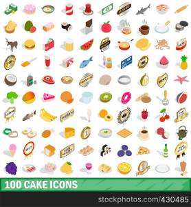 100 cake icons set in isometric 3d style for any design vector illustration. 100 cake icons set, isometric 3d style