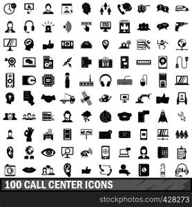 100 call center icons set in simple style for any design vector illustration. 100 call center icons set, simple style