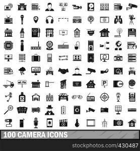 100 camera icons set in simple style for any design vector illustration. 100 camera icons set, simple style