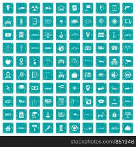 100 car icons set in grunge style blue color isolated on white background vector illustration. 100 car icons set grunge blue