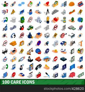 100 care icons set in isometric 3d style for any design vector illustration. 100 care icons set, isometric 3d style