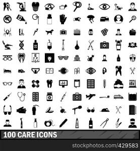 100 care icons set in simple style for any design vector illustration. 100 care icons set, simple style