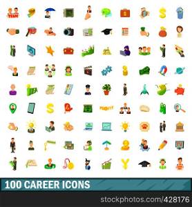 100 career icons set in cartoon style for any design vector illustration. 100 career icons set, cartoon style