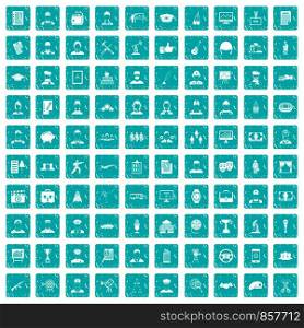 100 career icons set in grunge style blue color isolated on white background vector illustration. 100 career icons set grunge blue
