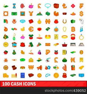 100 cash icons set in cartoon style for any design vector illustration. 100 cash icons set, cartoon style