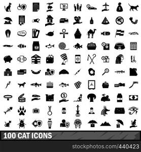 100 cat icons set in simple style for any design vector illustration. 100 cat icons set, simple style