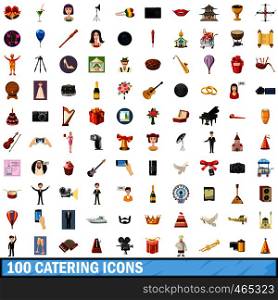 100 catering icons set in cartoon style for any design vector illustration. 100 catering icons set, cartoon style