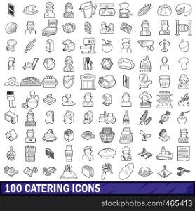 100 catering icons set in outline style for any design vector illustration. 100 catering icons set, outline style