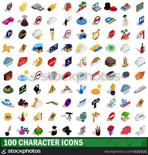 100 character icons set in isometric 3d style for any design vector illustration. 100 character icons set, isometric 3d style