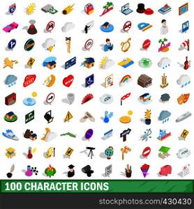 100 character icons set in isometric 3d style for any design vector illustration. 100 character icons set, isometric 3d style