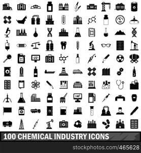 100 chemical industry icons set in simple style for any design vector illustration. 100 chemical industry icons set, simple style