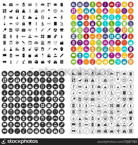 100 chemical industry icons set vector in 4 variant for any web design isolated on white. 100 chemical industry icons set vector variant