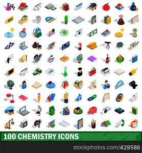 100 chemistry icons set in isometric 3d style for any design vector illustration. 100 chemistry icons set, isometric 3d style
