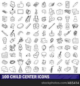 100 child center icons set in outline style for any design vector illustration. 100 child center icons set, outline style