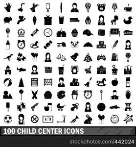100 child center icons set in simple style for any design vector illustration. 100 child center icons set, simple style