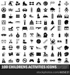 100 children activities icons set in simple style for any design vector illustration. 100 children activities icons set, simple style