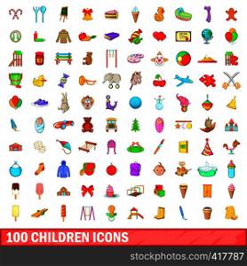 100 children icons set in cartoon style for any design vector illustration. 100 children icons set, cartoon style