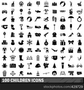 100 children icons set in simple style for any design vector illustration. 100 children icons set, simple style