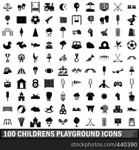 100 childrens playground icons set in simple style for any design vector illustration. 100 childrens playground icons set, simple style
