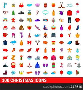 100 christmas icons set in cartoon style for any design illustration. 100 christmas icons set, cartoon style