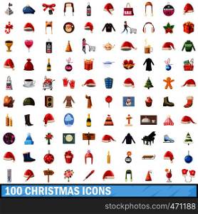 100 christmas icons set in cartoon style for any design vector illustration. 100 christmas icons set, cartoon style