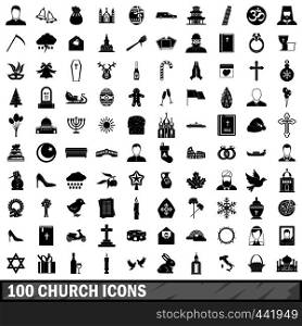 100 church icons set in simple style for any design vector illustration. 100 church icons set, simple style