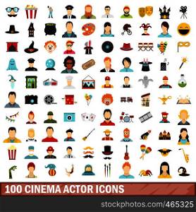 100 cinema actor icons set in flat style for any design vector illustration. 100 cinema actor icons set, flat style