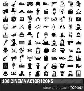 100 cinema actor icons set in simple style for any design vector illustration. 100 cinema actor icons set, simple style