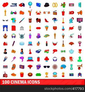 100 cinema icons set in cartoon style for any design vector illustration. 100 cinema icons set, cartoon style