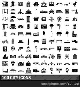100 city icons set in simple style for any design vector illustration. 100 city icons set in simple style