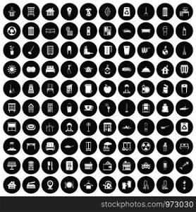 100 cleaning icons set in simple style white on black circle color isolated on white background vector illustration. 100 cleaning icons set black circle