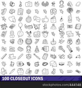 100 closeout icons set in outline style for any design vector illustration. 100 closeout icons set, outline style