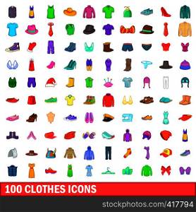 100 clothes icons set in cartoon style for any design vector illustration. 100 clothes icons set, cartoon style