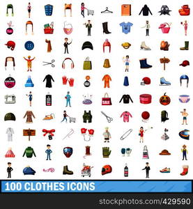 100 clothes icons set in cartoon style for any design vector illustration. 100 clothes icons set, cartoon style