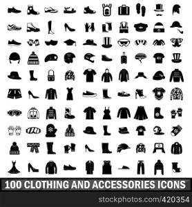 100 clothing and accessories icons set in simple style for any design vector illustration. 100 clothing and accessories icons set