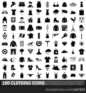 100 clothing icons set in simple style for any design vector illustration. 100 clothing icons set, simple style