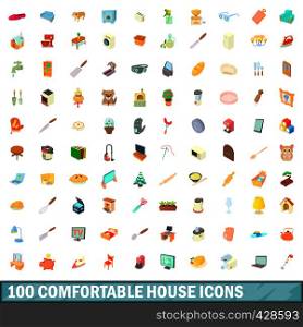 100 comfortable house icons set in cartoon style for any design vector illustration. 100 comfortable house icons set, cartoon style