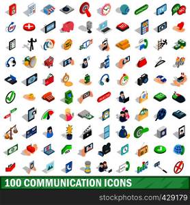 100 communication icons set in isometric 3d style for any design vector illustration. 100 communication icons set, isometric 3d style