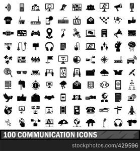 100 communication icons set in simple style for any design vector illustration. 100 communication icons set, simple style
