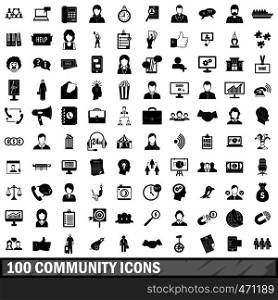 100 community icons set in simple style for any design vector illustration. 100 community icons set, simple style