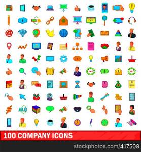 100 company icons set in cartoon style for any design vector illustration. 100 company icons set, cartoon style